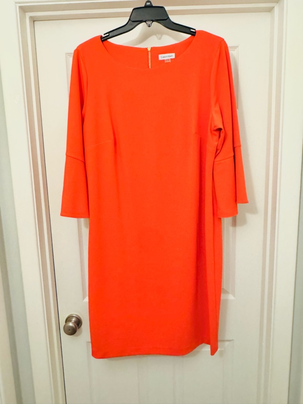 Calvin Klein Bright Orange Midi Shift Dress